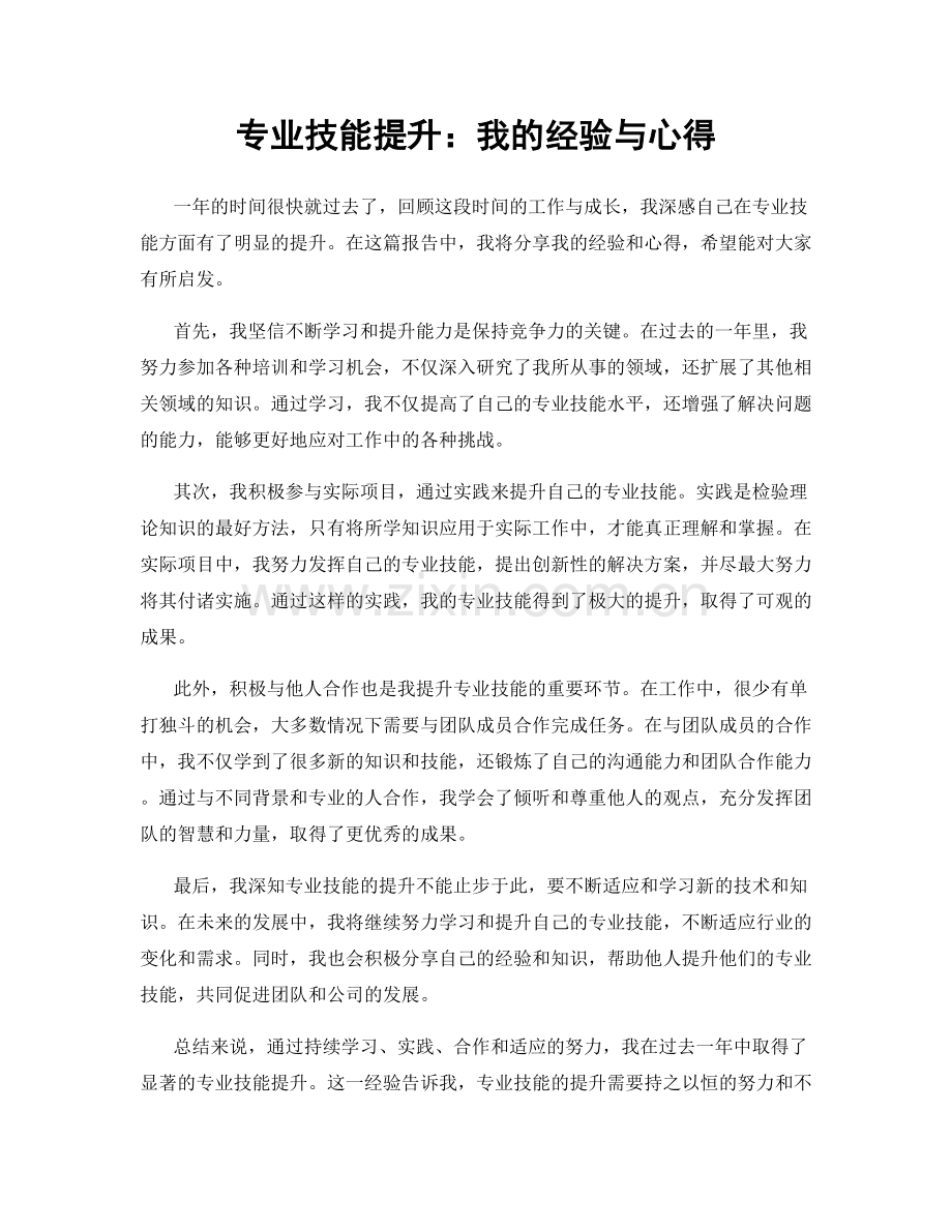 专业技能提升：我的经验与心得.docx_第1页