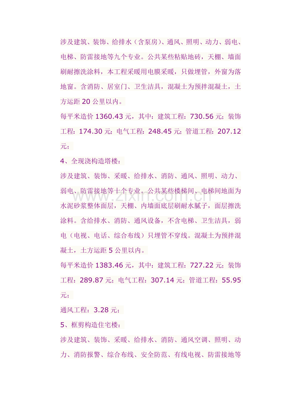 建筑工程综合项目工程造价单方指标汇总仅供参考.doc_第2页