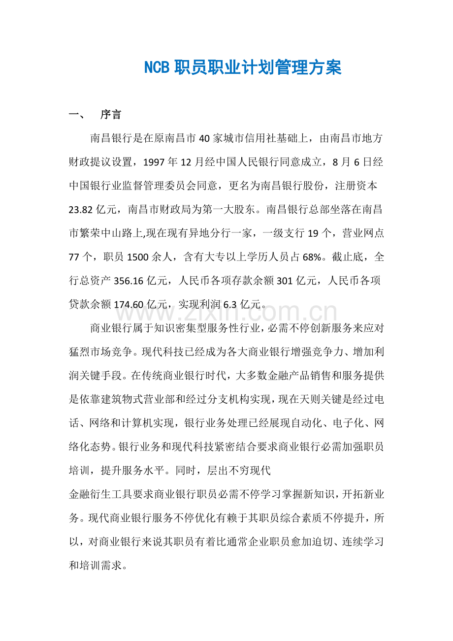 NCB员工职业规划方案管理专项方案.docx_第1页