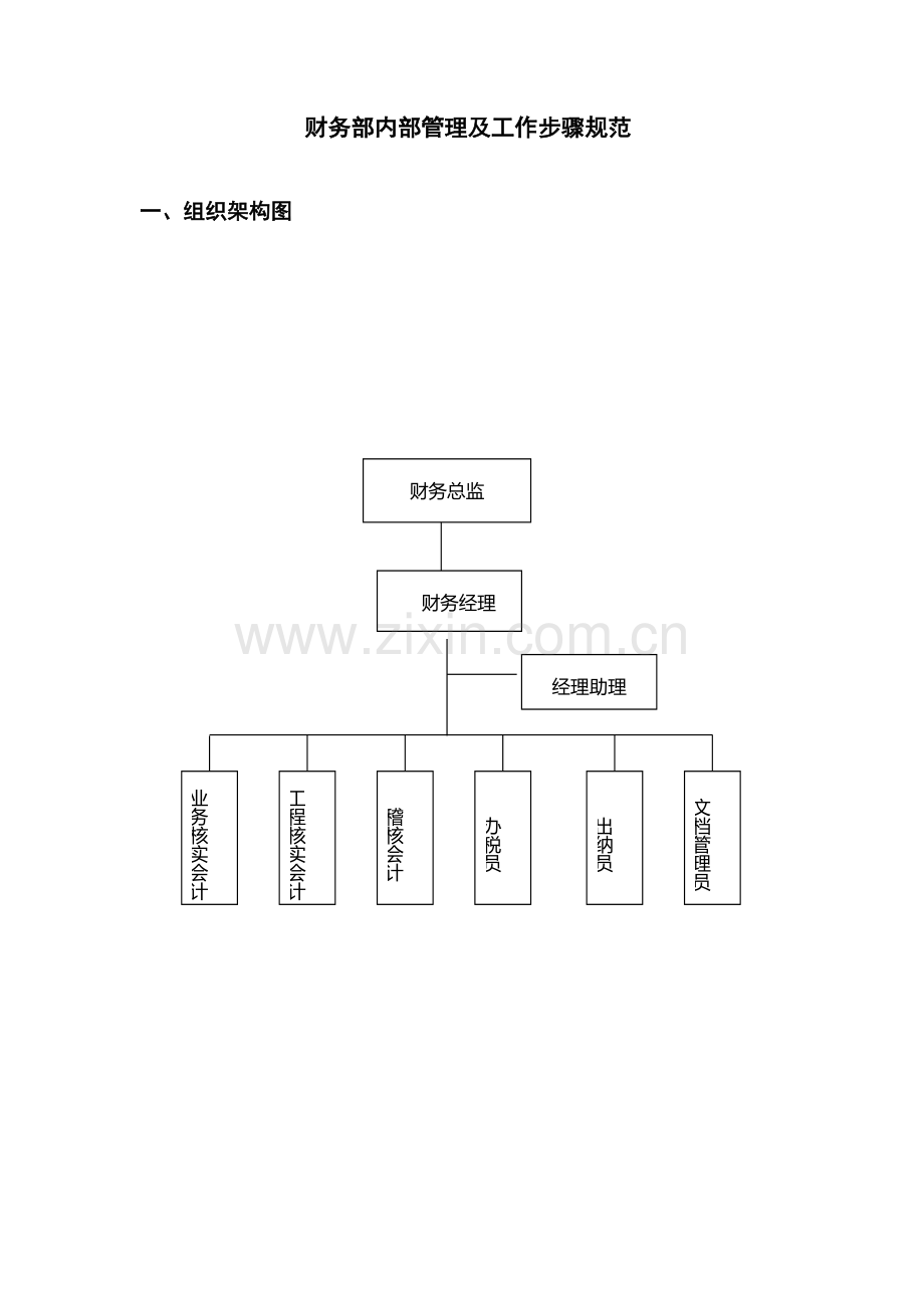 公司财务部内部管理及工作流程规范教材模板.doc_第1页