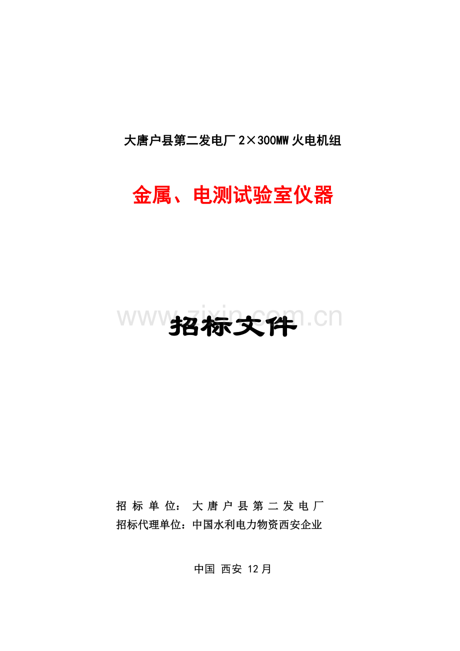 发电厂金属、电测实验室仪器招标文件模板.doc_第1页