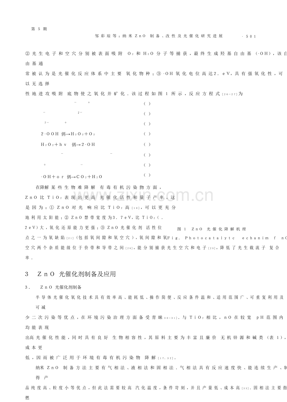 ZnO的光催化反应机理纳米ZnO的制备改性及光催化研究应用进展.docx_第3页