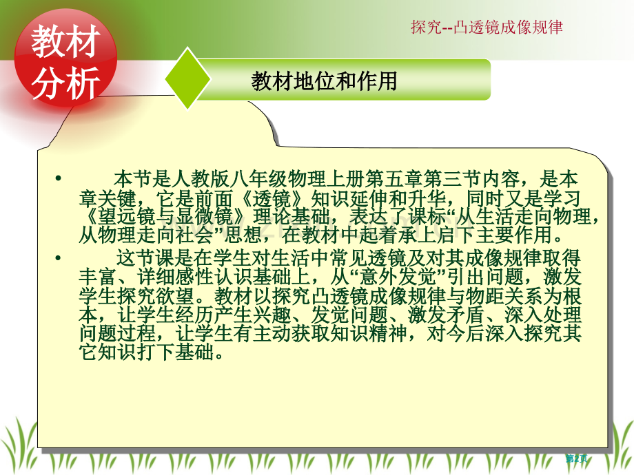 凸透镜成像的规律说课参赛市公开课一等奖百校联赛获奖课件.pptx_第2页