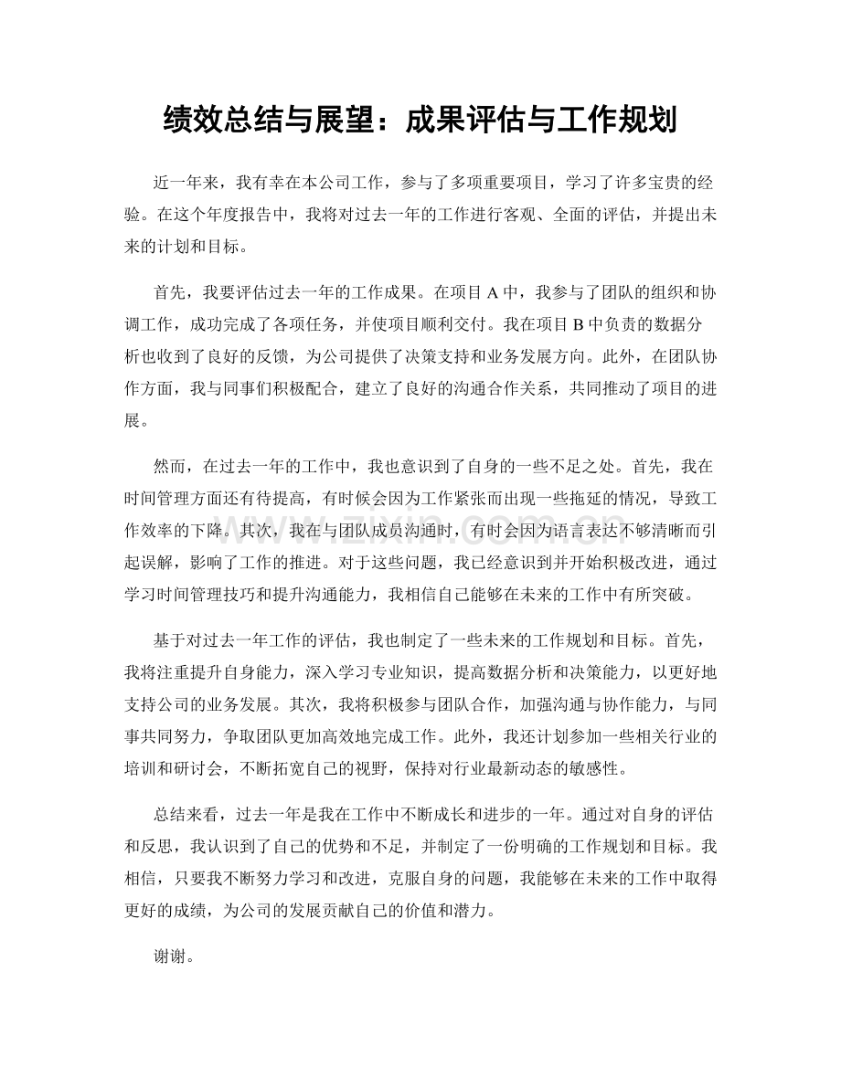 绩效总结与展望：成果评估与工作规划.docx_第1页