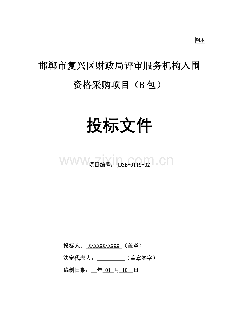 区财政局评审服务机构入围资格采购项目招标文件模板.doc_第1页