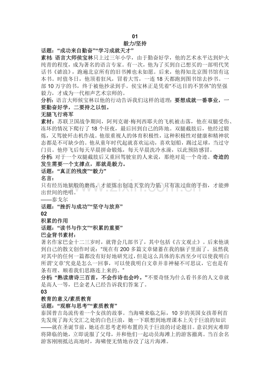 中考语文作文话题素材集锦.docx_第1页