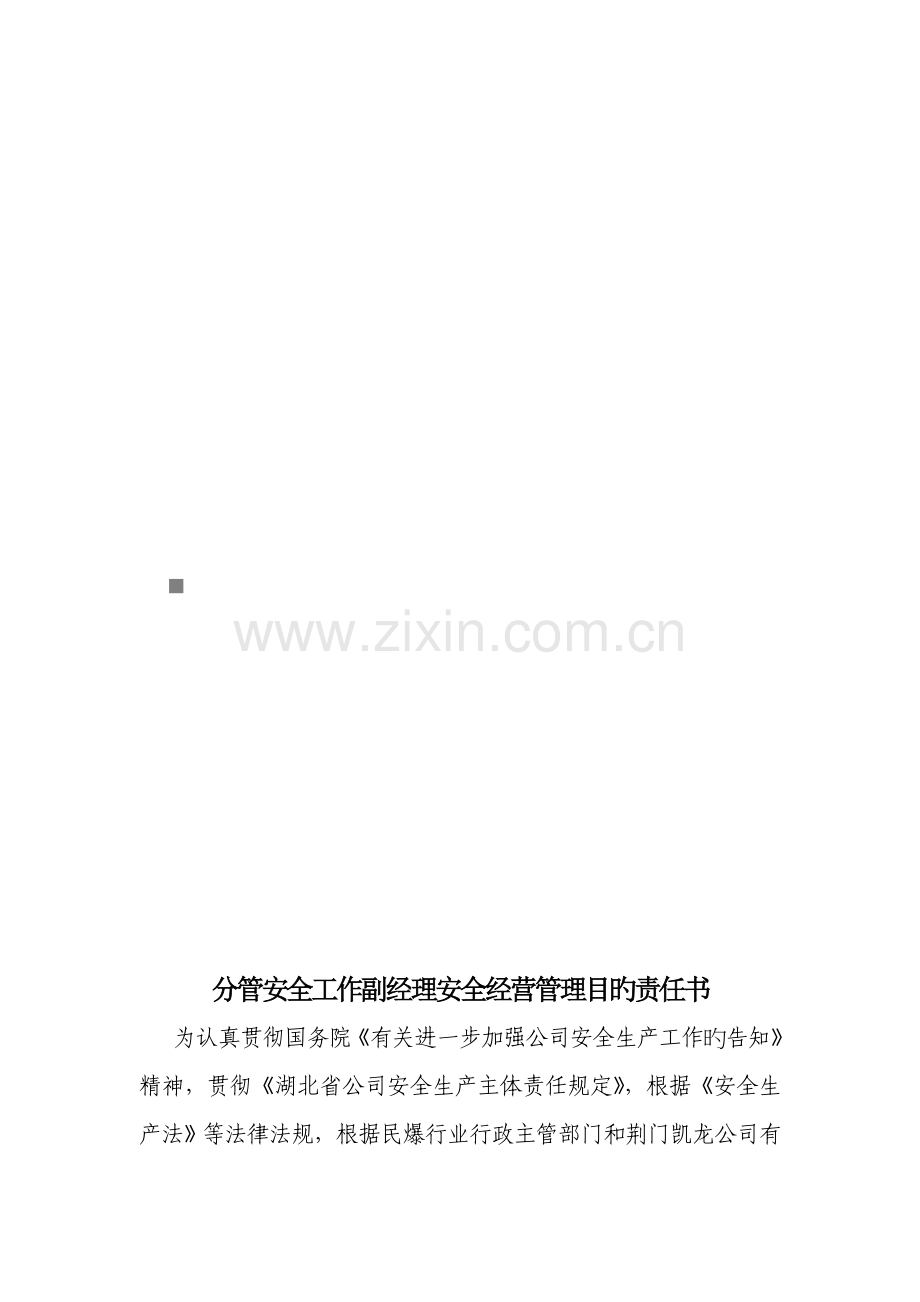 分管安全工作副经理安全经营管理目标责任分析报告书.docx_第1页