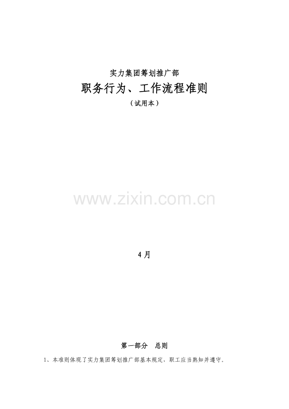 实力集团职务行为、工作标准流程准则.docx_第1页