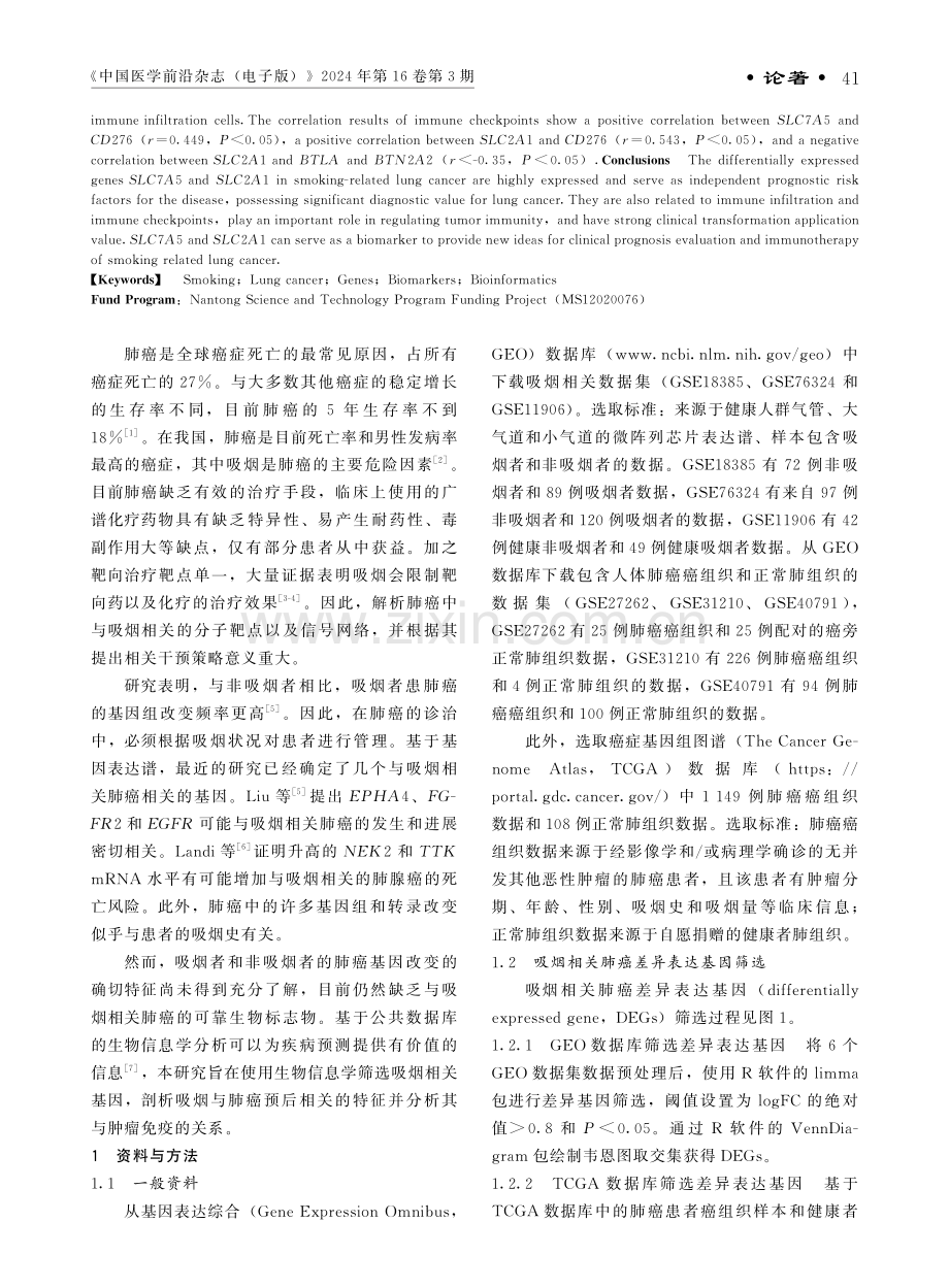 基于数据库筛选吸烟相关肺癌基因并探究其在肺癌中的意义.pdf_第2页