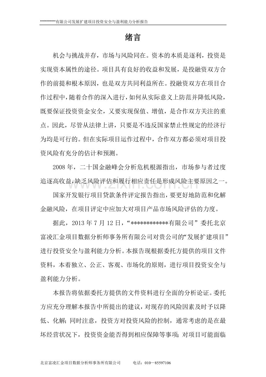 项目投资安全与盈利能力分析报告.doc_第2页