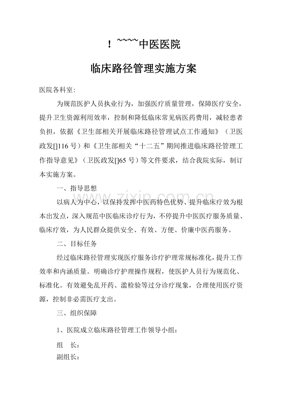 中医医院临床路径实施专项方案.doc_第1页