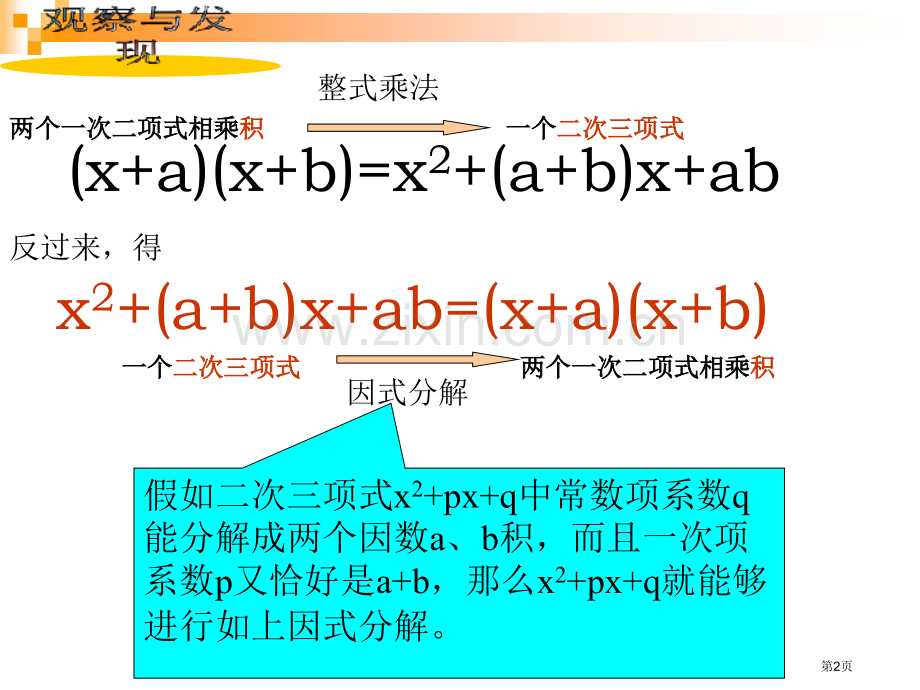 十字相乘法因式分解省公共课一等奖全国赛课获奖课件.pptx_第2页