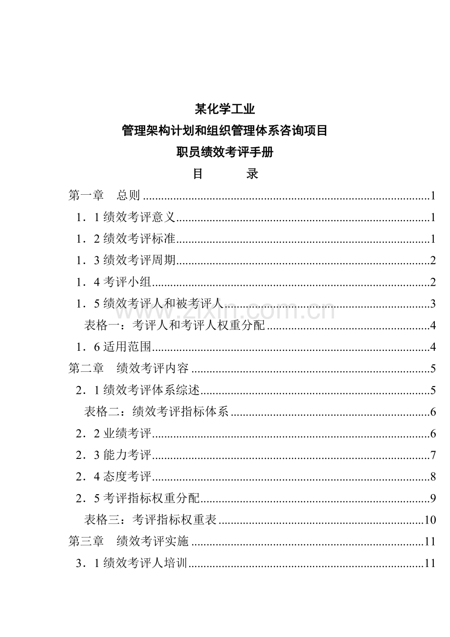 化工员工绩效考核手册模板.doc_第1页