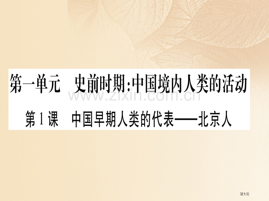 七年级历史上册第一单元史前时期：中国境内人类的活动第01课中国早期人类的代表—北京人习题市公开课一等.pptx_第1页