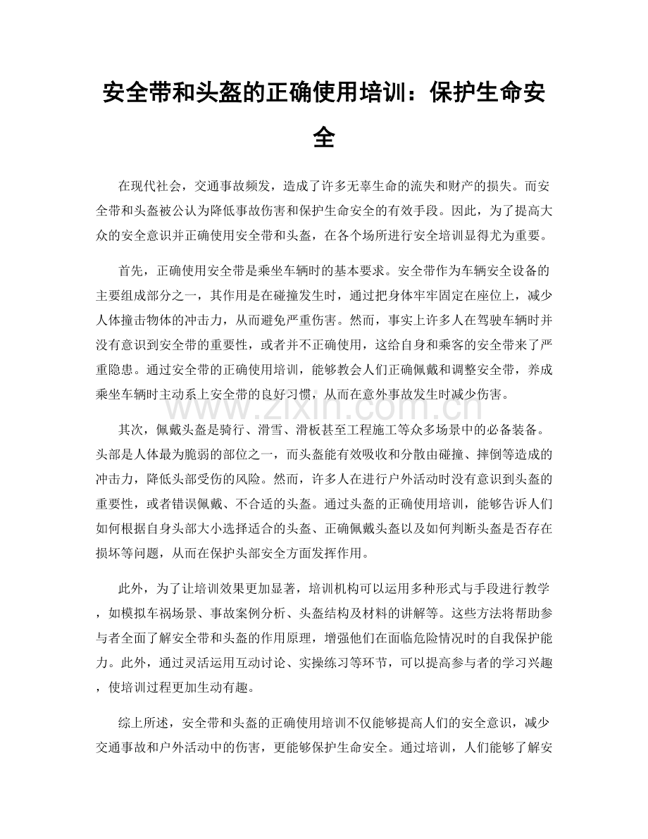 安全带和头盔的正确使用培训：保护生命安全.docx_第1页