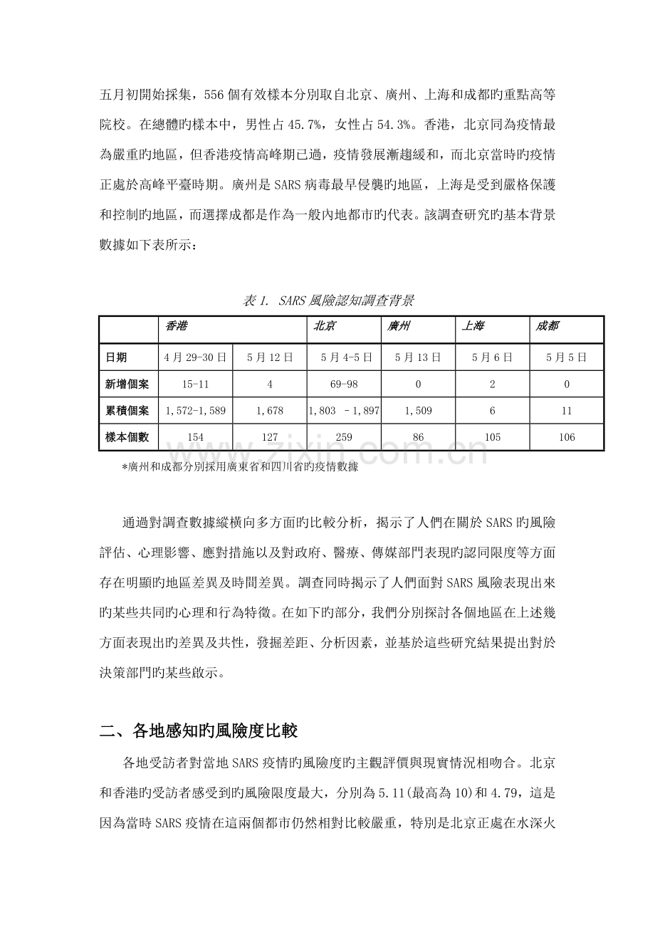 SARS的风险认知与应对行为调查汇总报告.docx_第3页