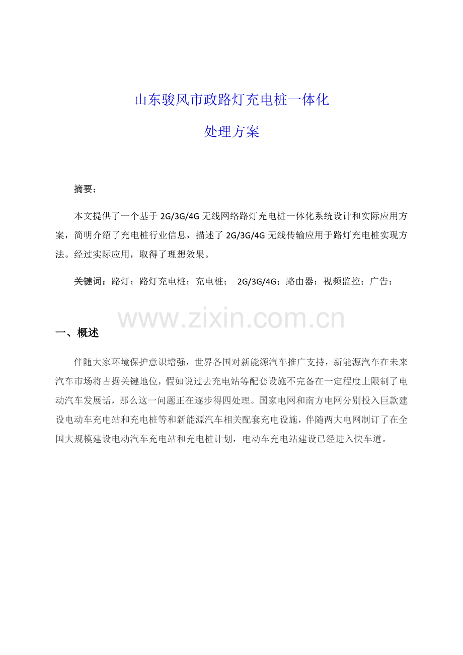 市政路灯充电桩一体化解决专项方案.docx_第1页