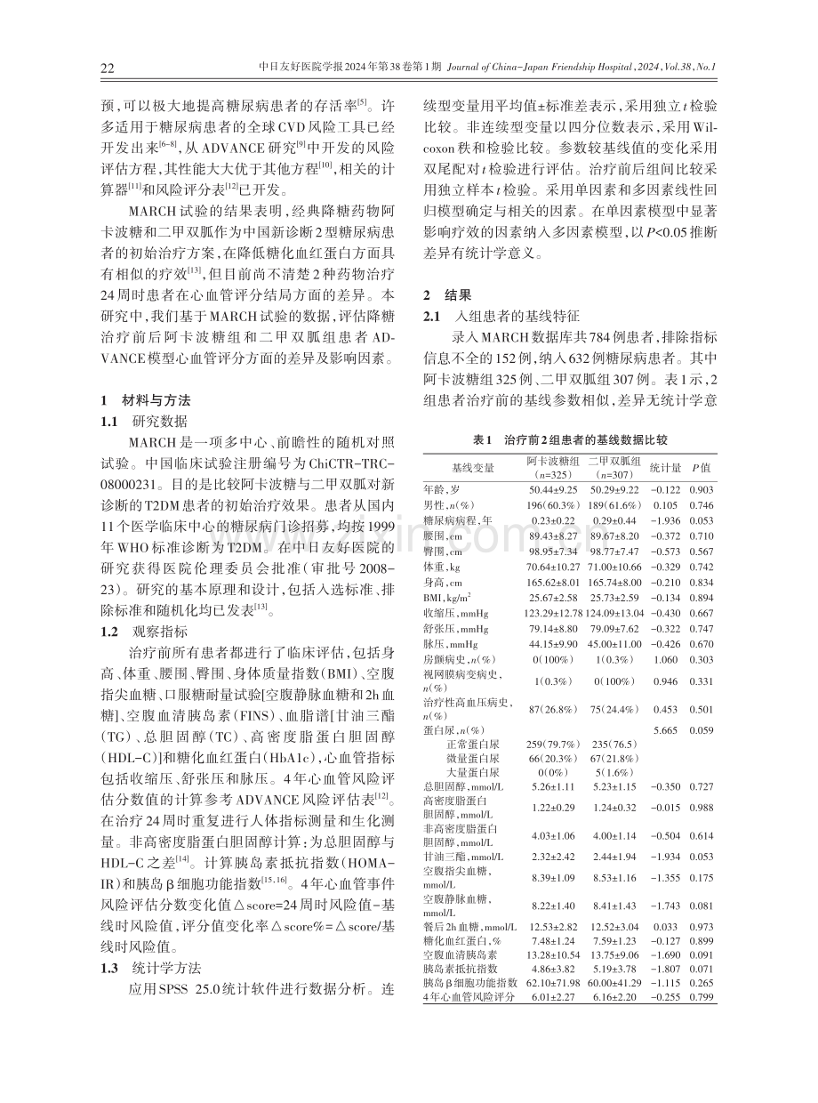 基于MARCH试验数据的降糖治疗前后心血管评分变化及其影响因素研究.pdf_第2页