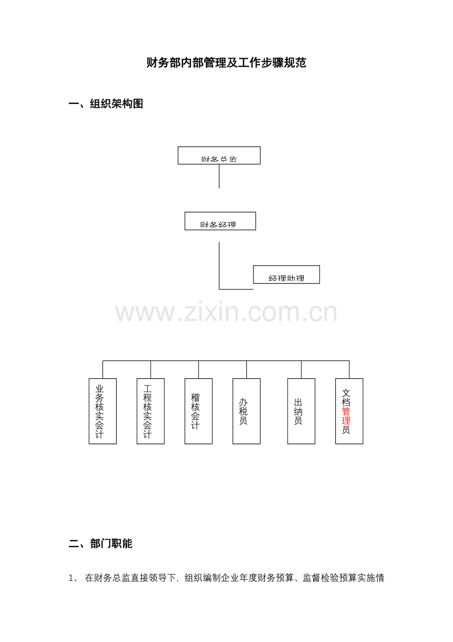 公司财务部内部管理及工作流程规范模板.docx_第1页