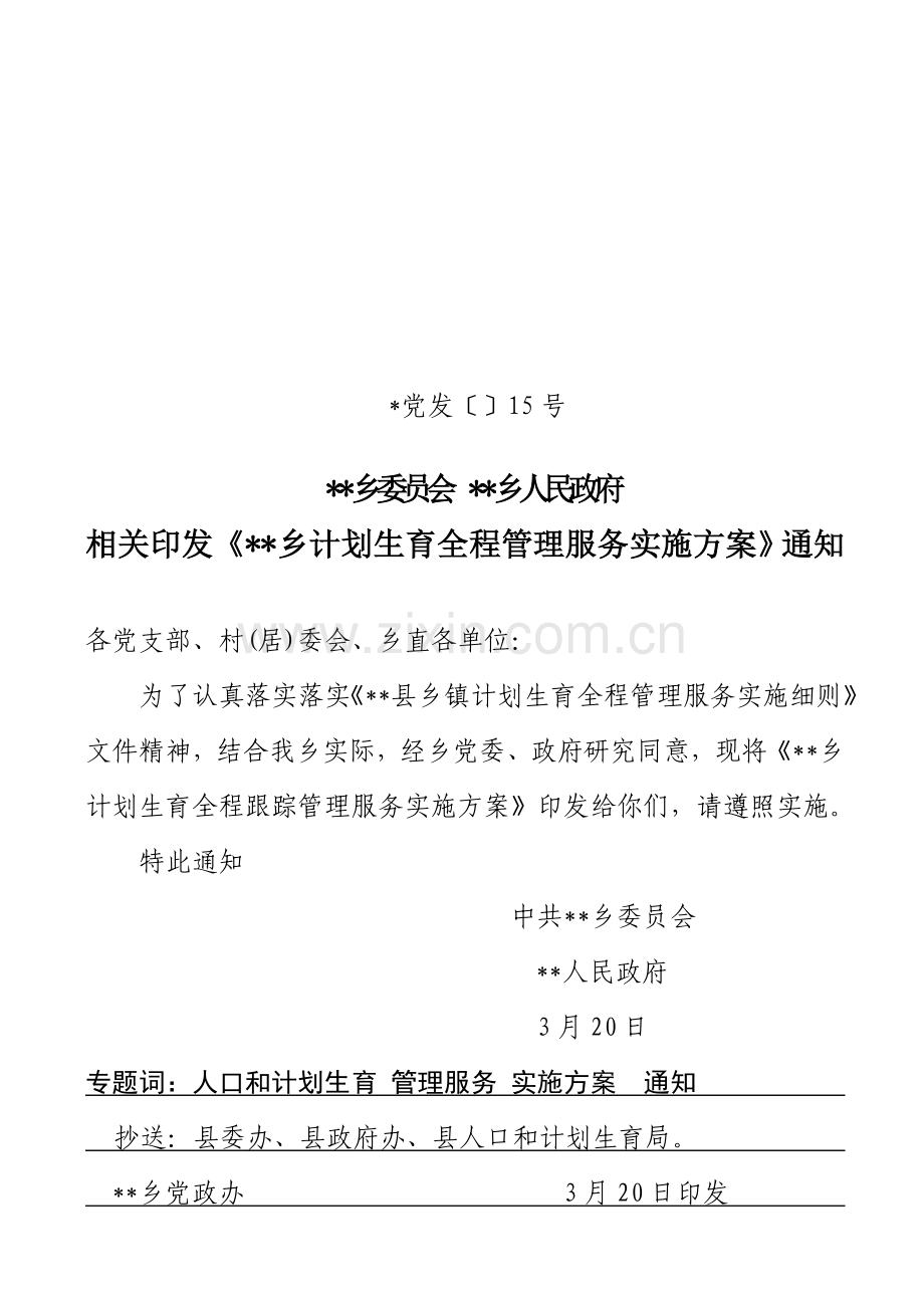 专题计划生育全程管理服务实施专项方案.doc_第1页