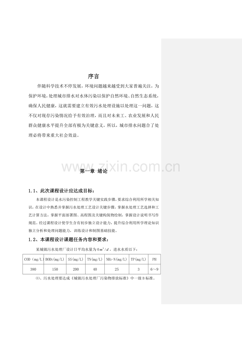 SBR基本工艺设计项目说明指导书.doc_第1页