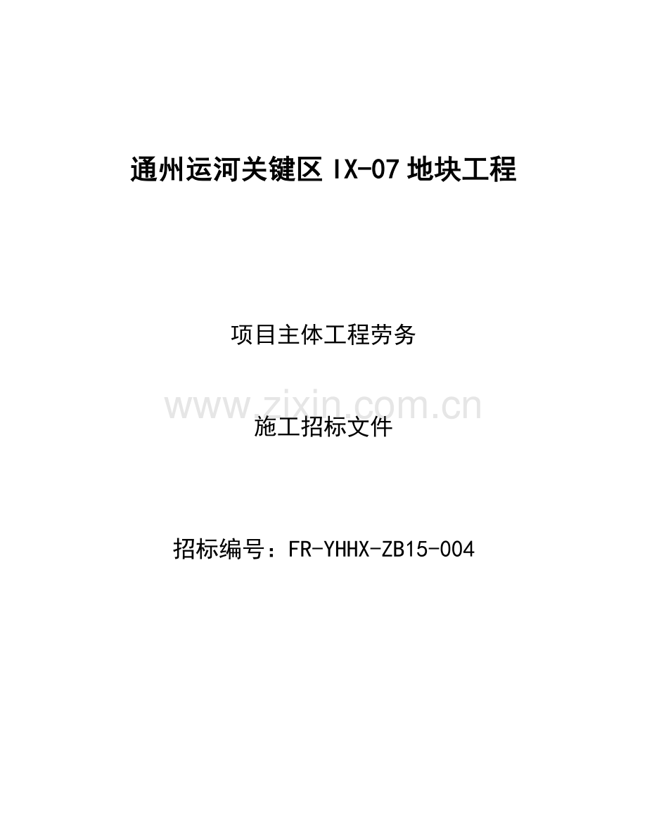 地块工程项目主体工程劳务施工招标文件模板.docx_第1页