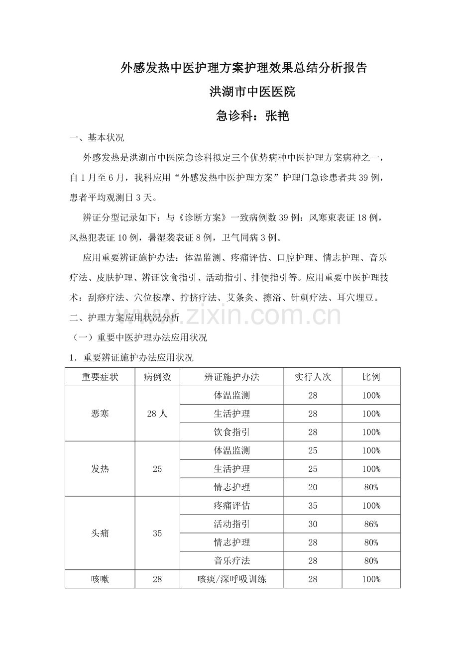 急诊科优势病种中医护理专项方案效果分析报告.doc_第1页