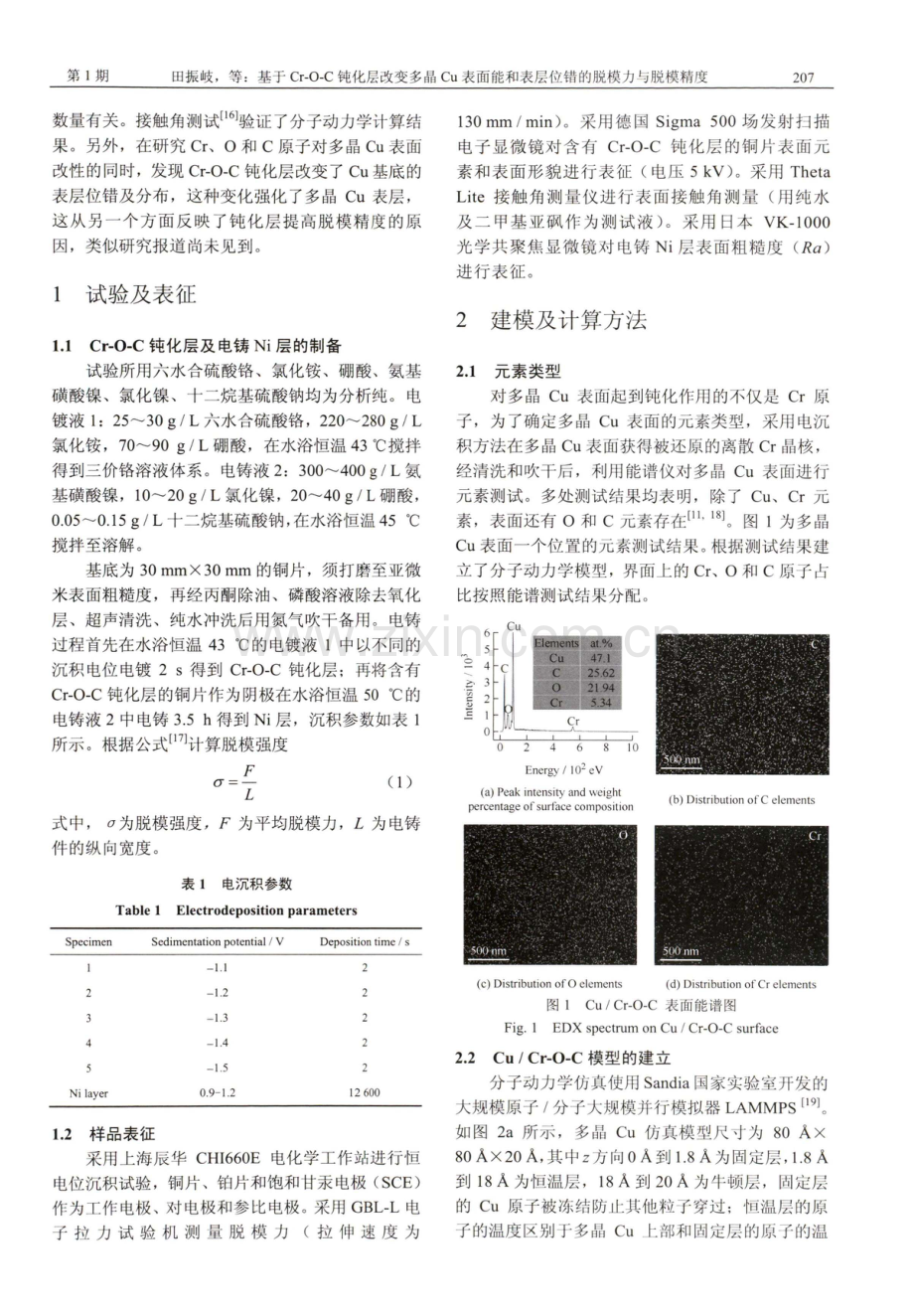 基于Cr-O-C钝化层改变多晶Cu表面能和表层位错的脱模力与脱模精度.pdf_第3页