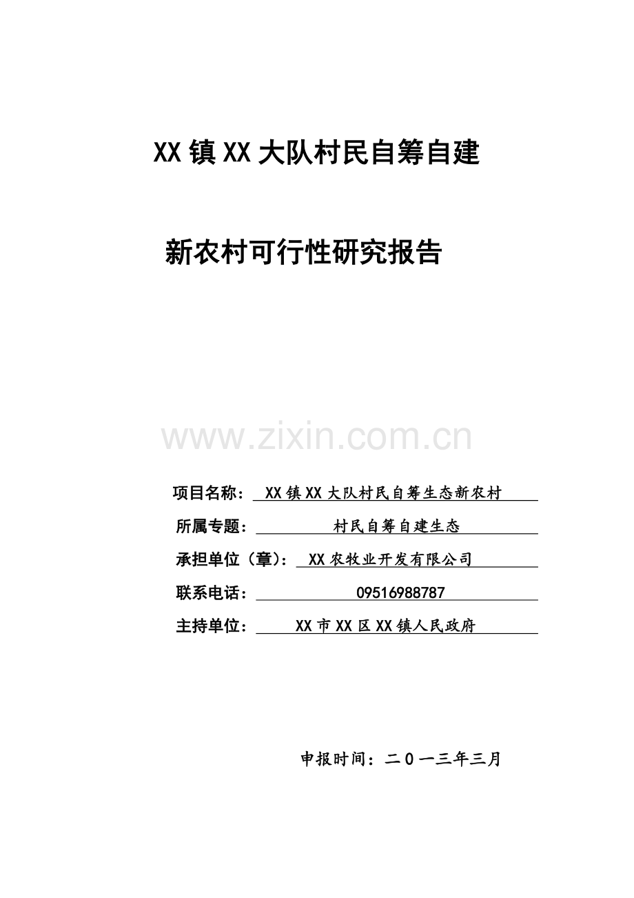 村民自筹自建新农村建设可行性研究报告.doc_第1页