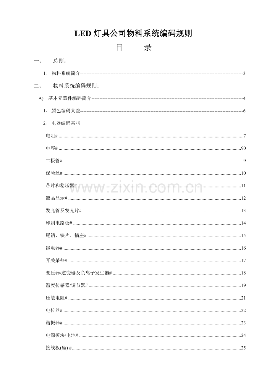 LED灯具公司物料系统编码指导规则.doc_第1页