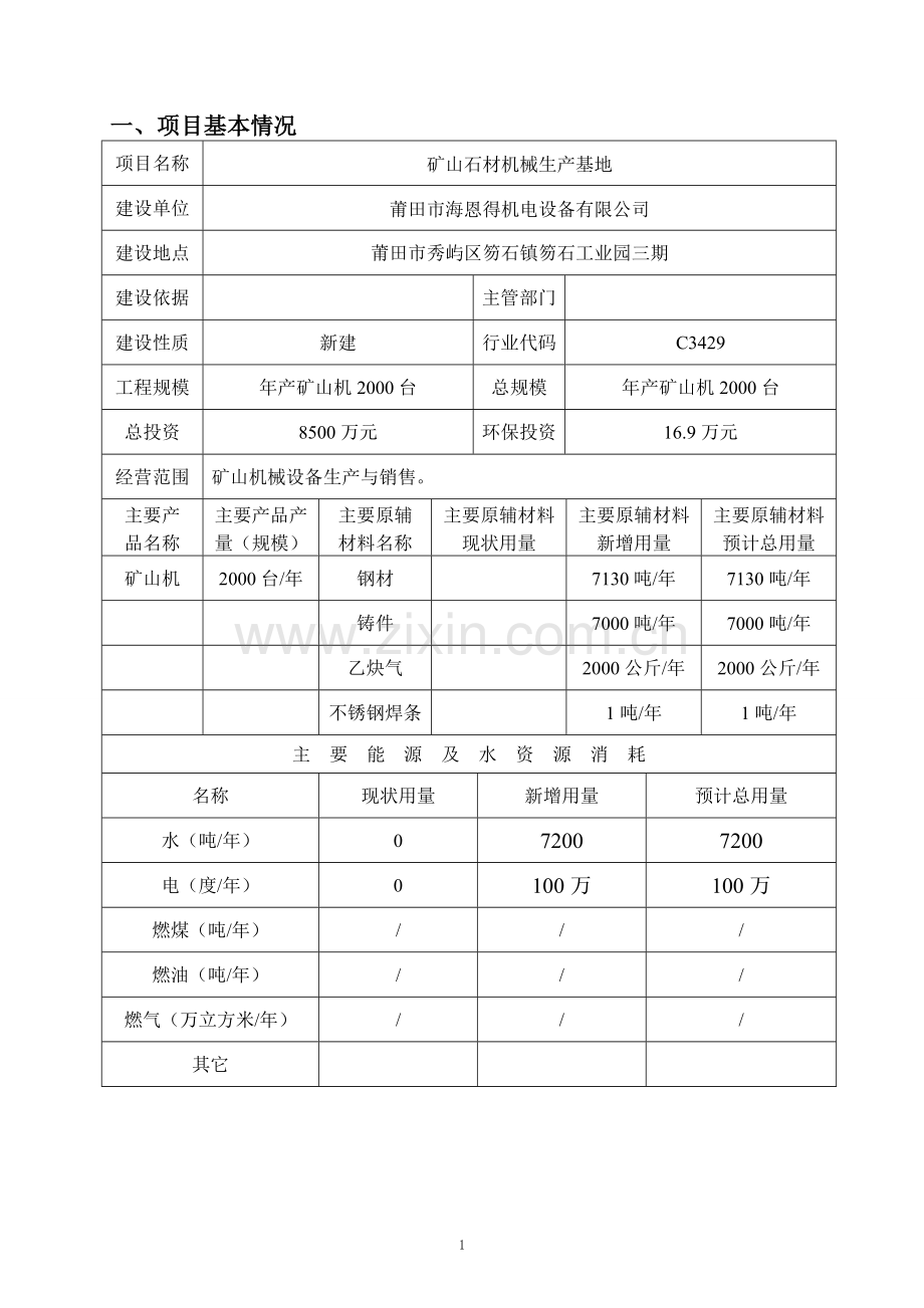 矿山石材机械生产基地项目环境评估报告表.doc_第2页