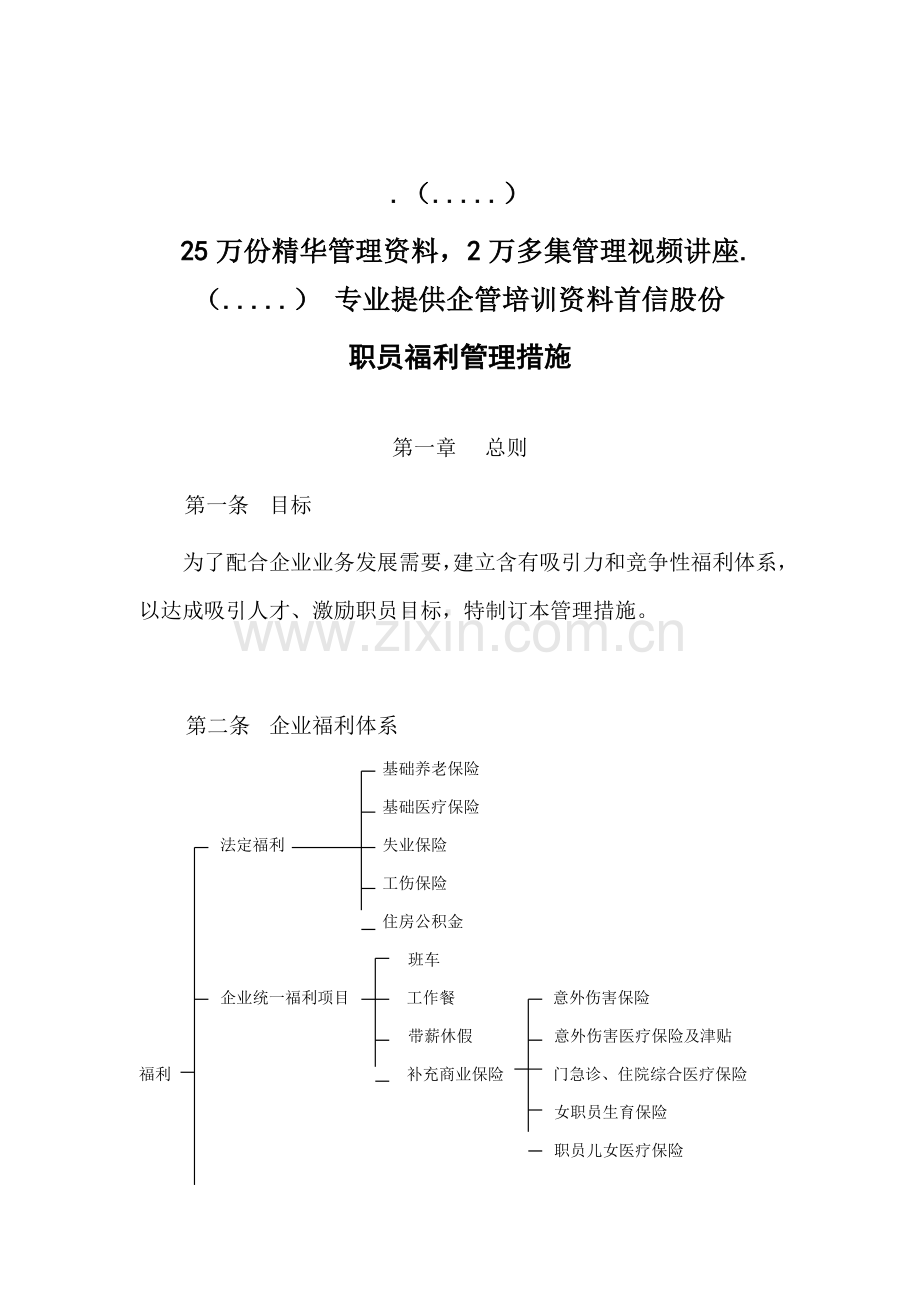 公司员工福利管理办法模板模板(0002).doc_第1页