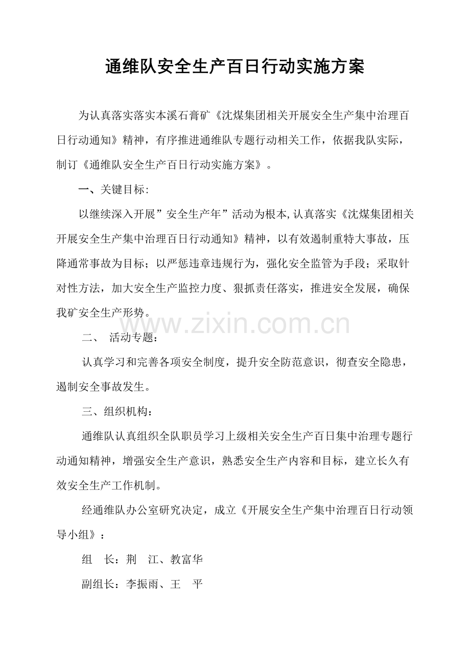 安全生产百日行动实施专业方案.doc_第1页