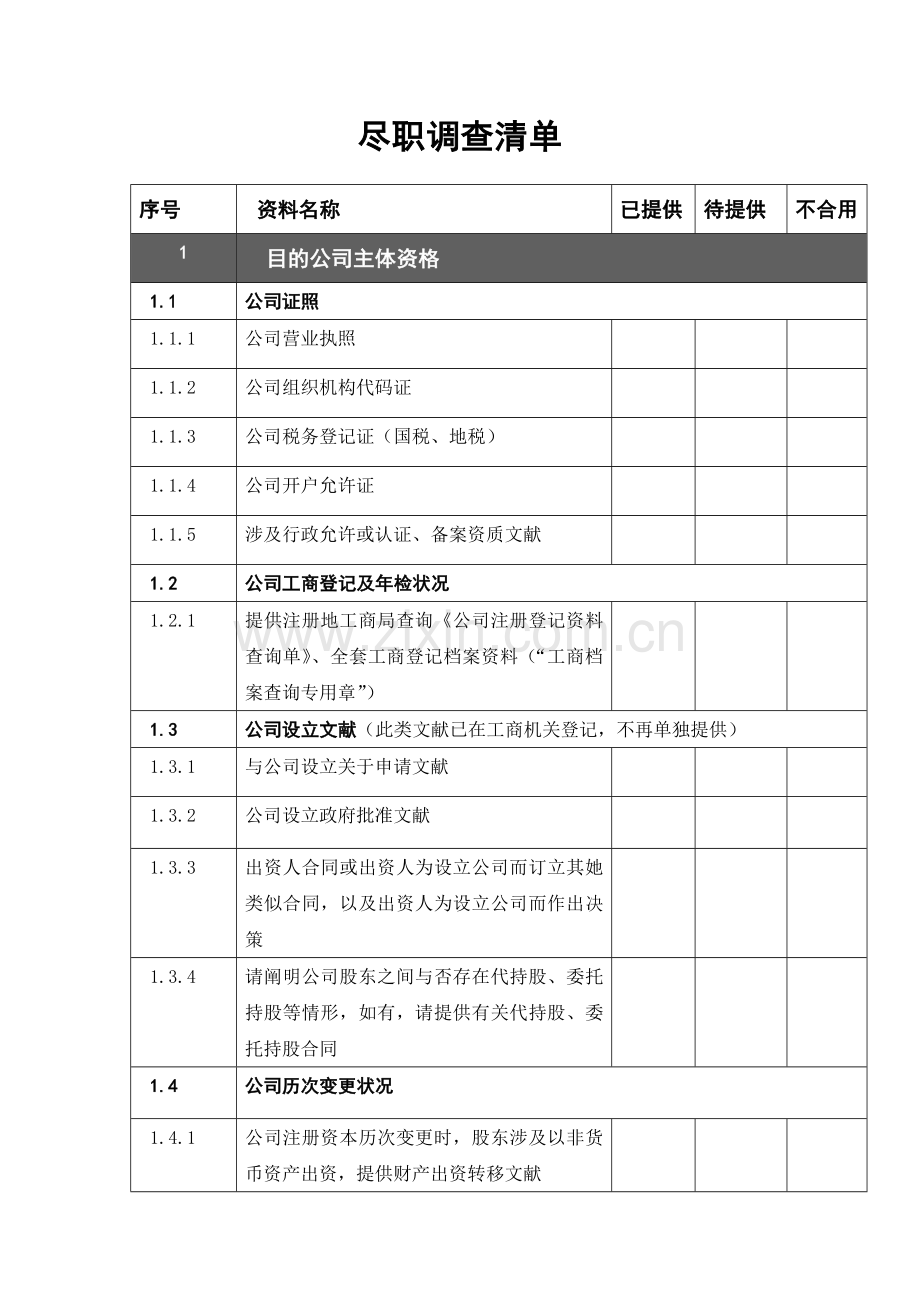 尽职调查清单矿.doc_第1页