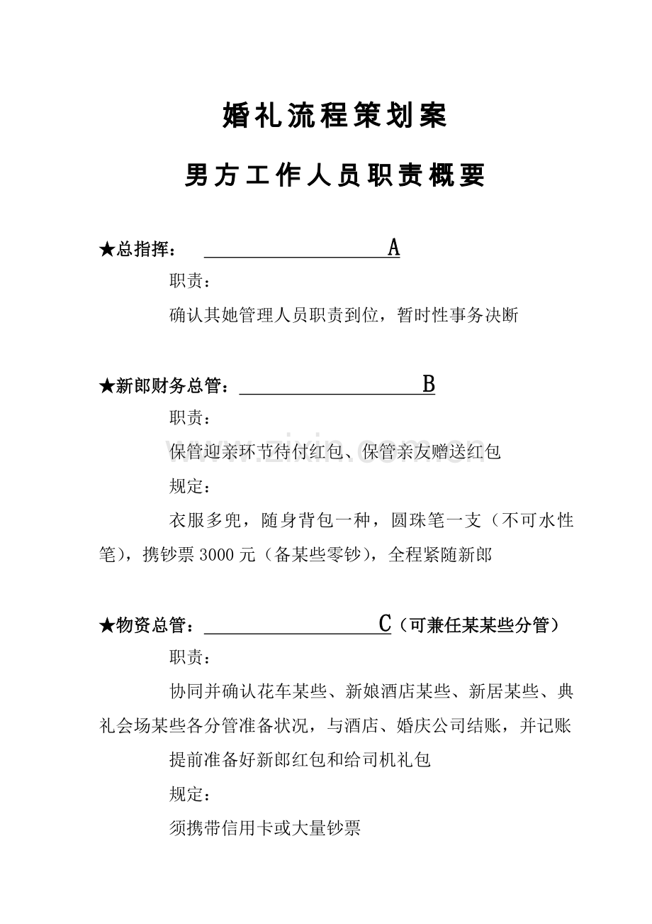 婚礼组织不求人婚礼全作业流程专业策划专项方案.doc_第1页