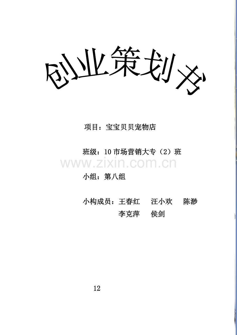 宠物店创业综合计划书.docx_第1页