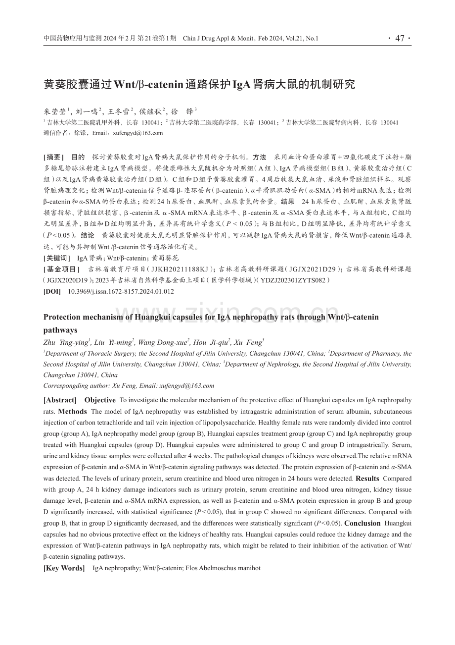 黄葵胶囊通过Wnt_β-catenin通路保护IgA肾病大鼠的机制研究.pdf_第1页