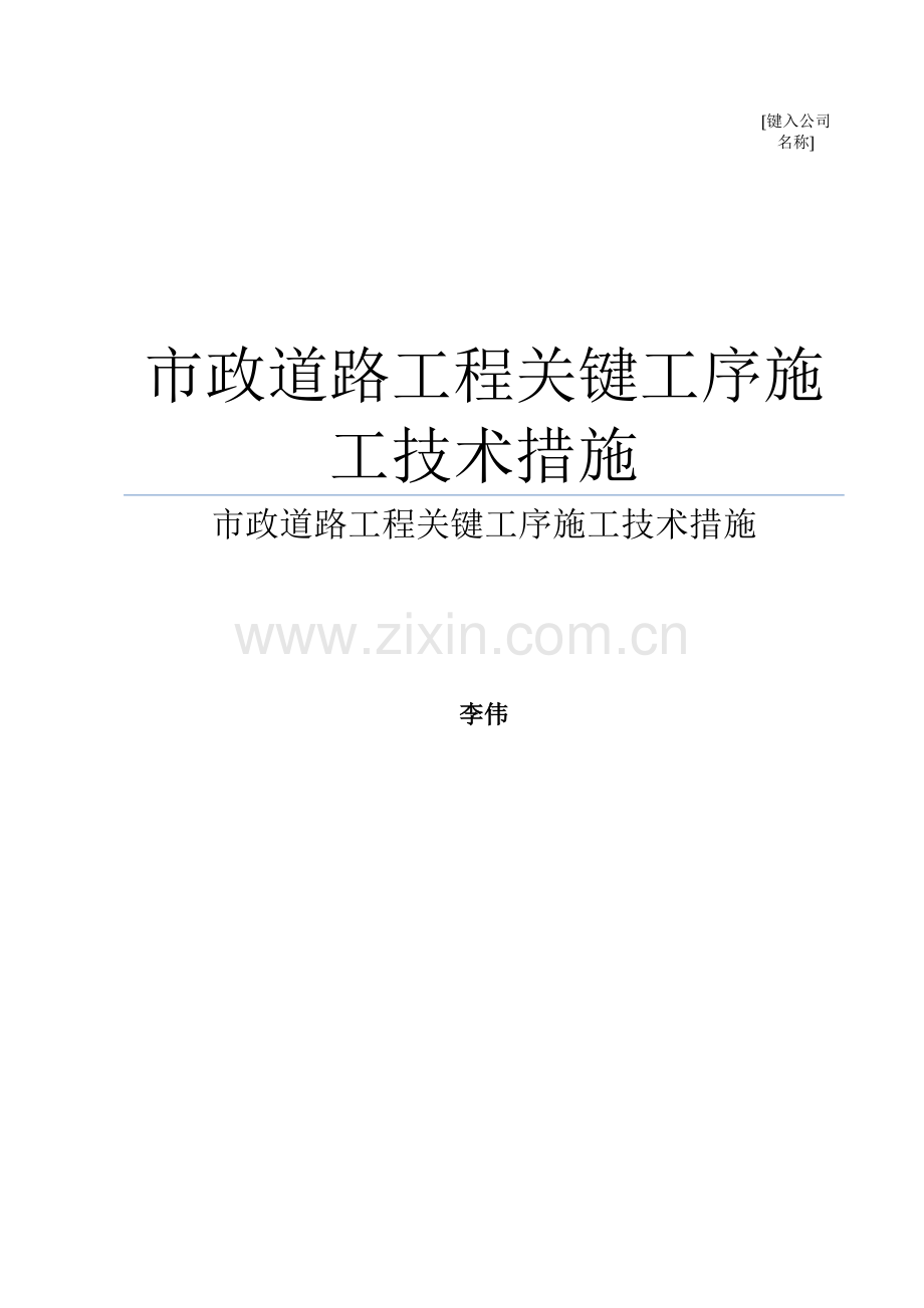 市政道路综合重点工程关键工序综合标准施工核心技术标准措施.docx_第1页