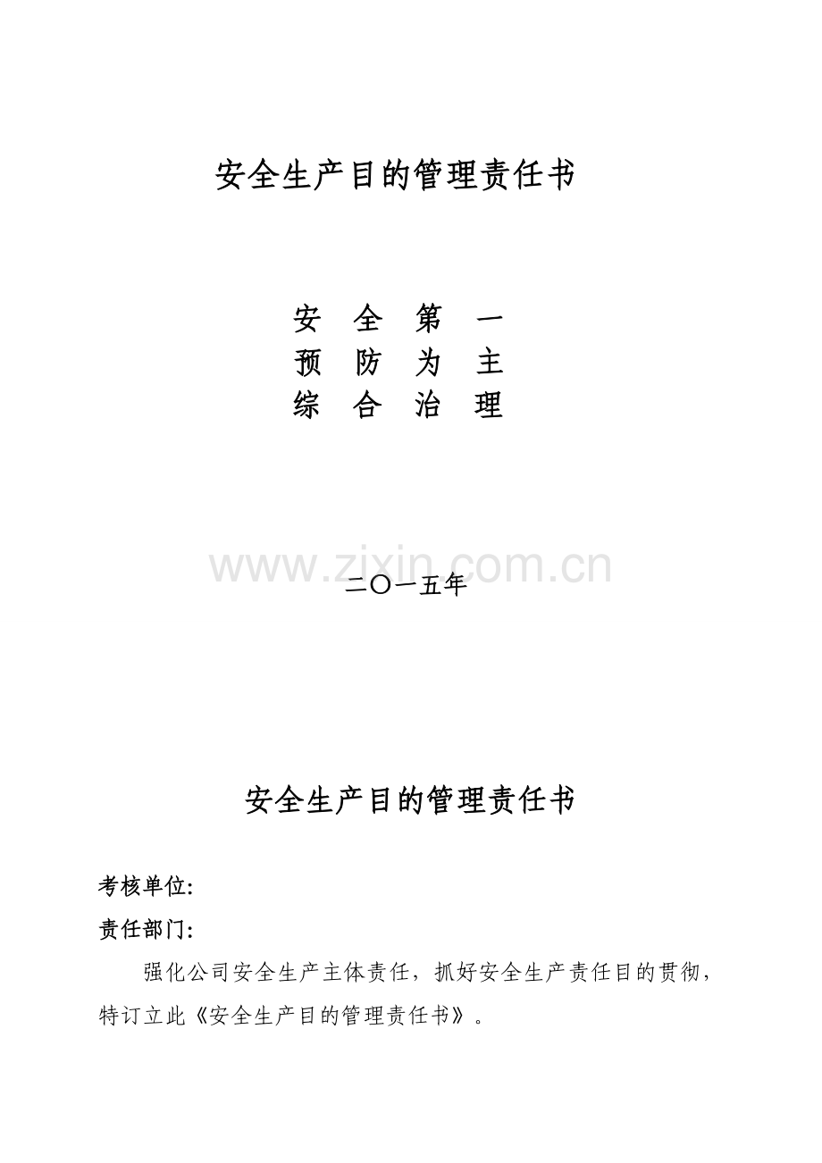 安全生产目标责任报告书.doc_第1页