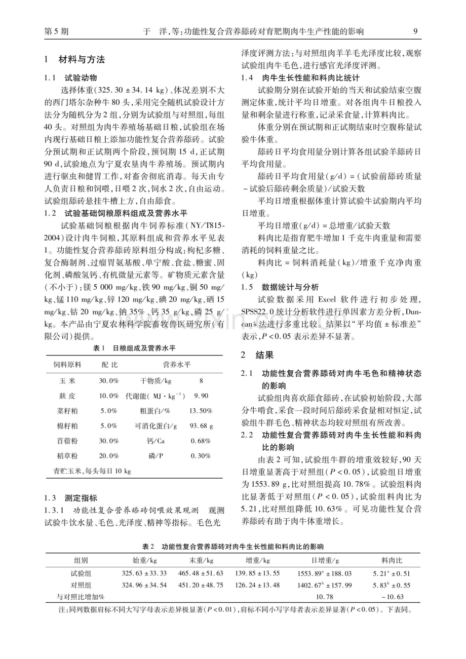 功能性复合营养舔砖对育肥期肉牛生产性能的影响.pdf_第2页