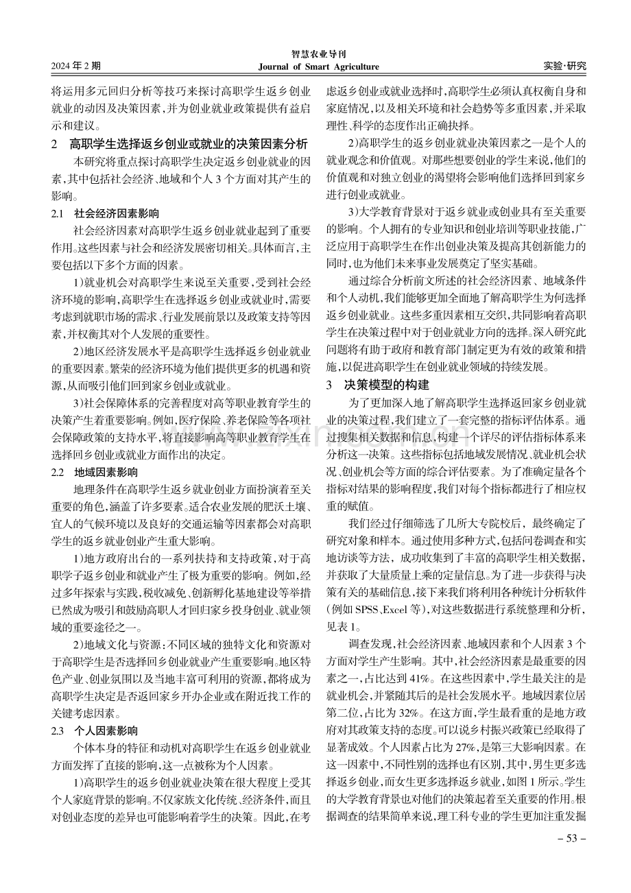 高职学生返乡创业就业决策因素分析.pdf_第2页