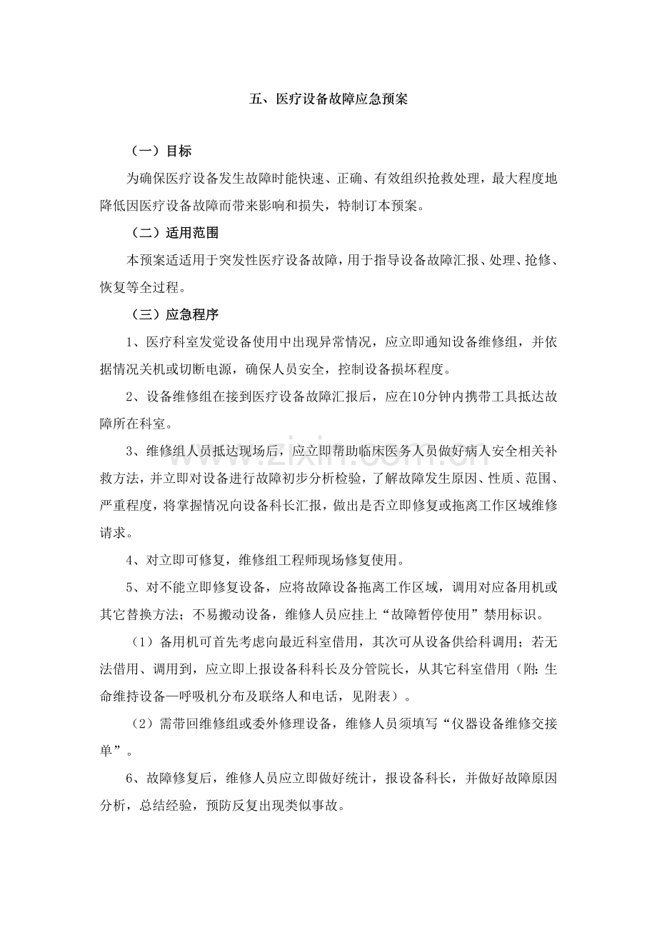 医疗设备故障应急专题预案.doc_第1页