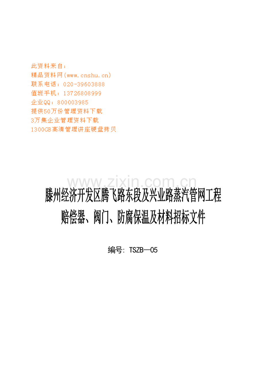 工程补偿器、阀门、防腐保温与材料招标文件模板.doc_第1页