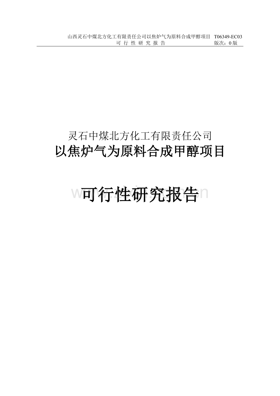 以焦炉气为原料合成甲醇项目可行性研究报告.doc_第1页