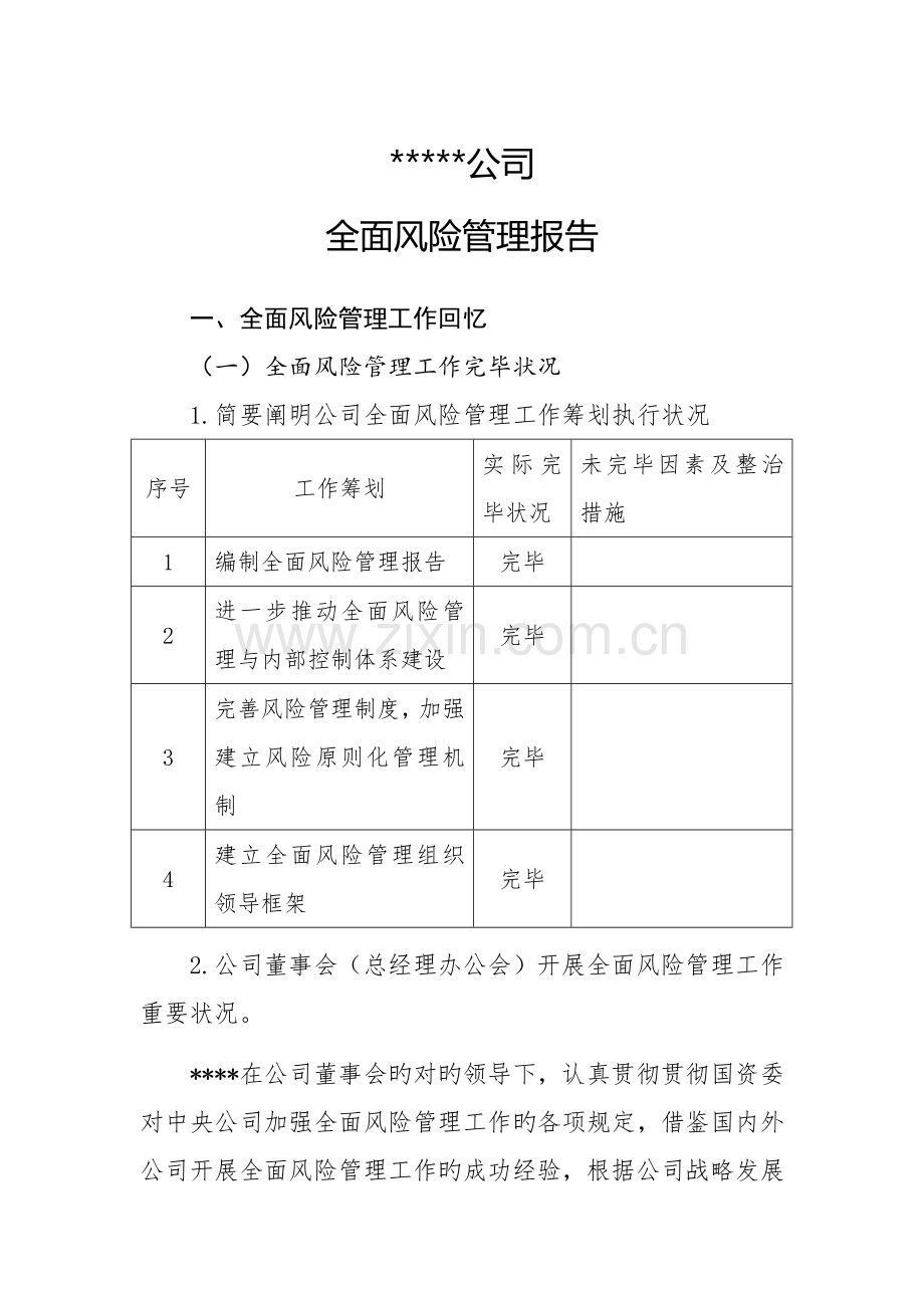 公司全面风险管理分析报告.docx_第1页