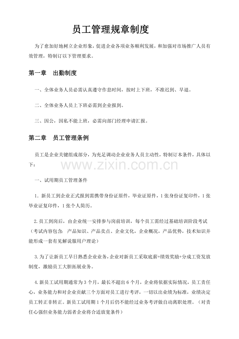 业务员管理标准规章核心制度.doc_第1页