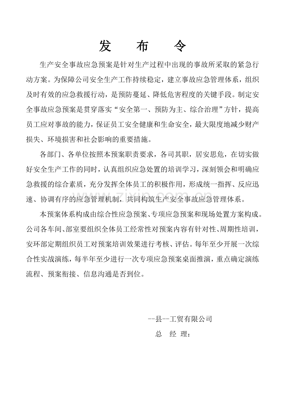 工贸有限公司生产安全事故应急救援预案.doc_第2页