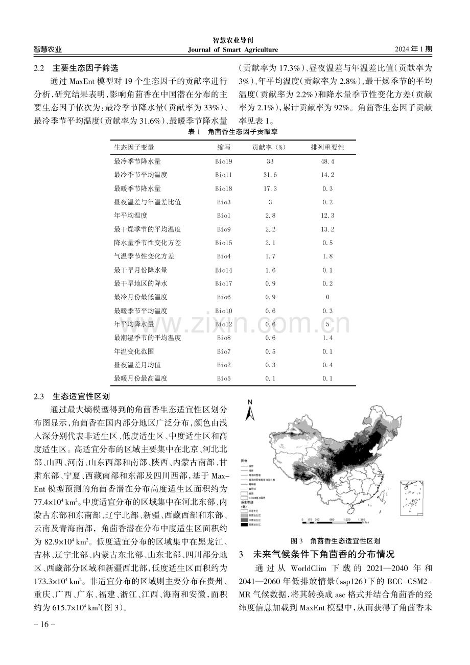 基于MaxEnt与ArcGIS的中国角茴香生态适宜性区划研究.pdf_第3页