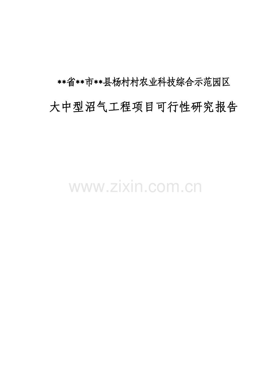 杨村村农业科技综合示范园区大中型沼气工程项目可行性研究报告书.doc_第1页