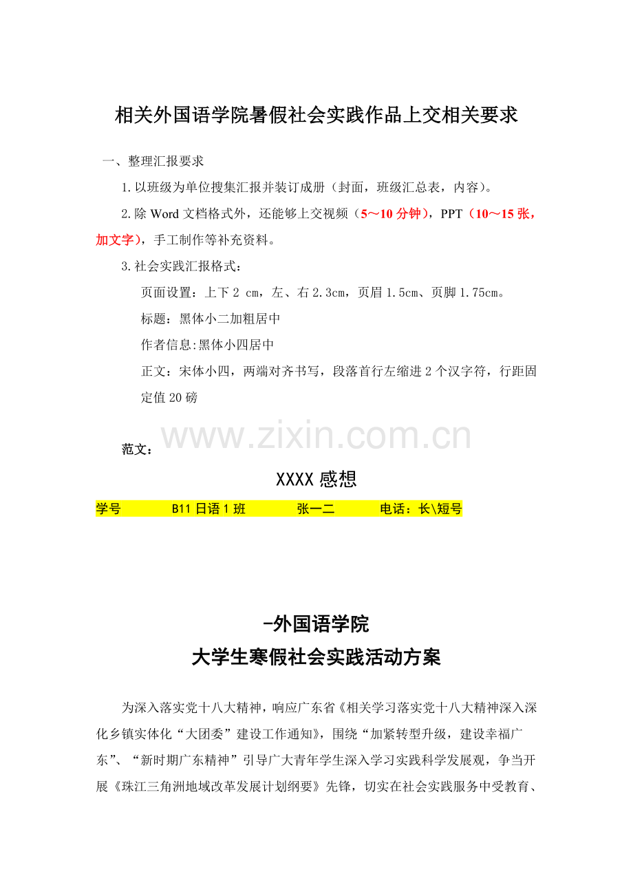 度外国语学院寒假社会实践活动专项方案.doc_第1页